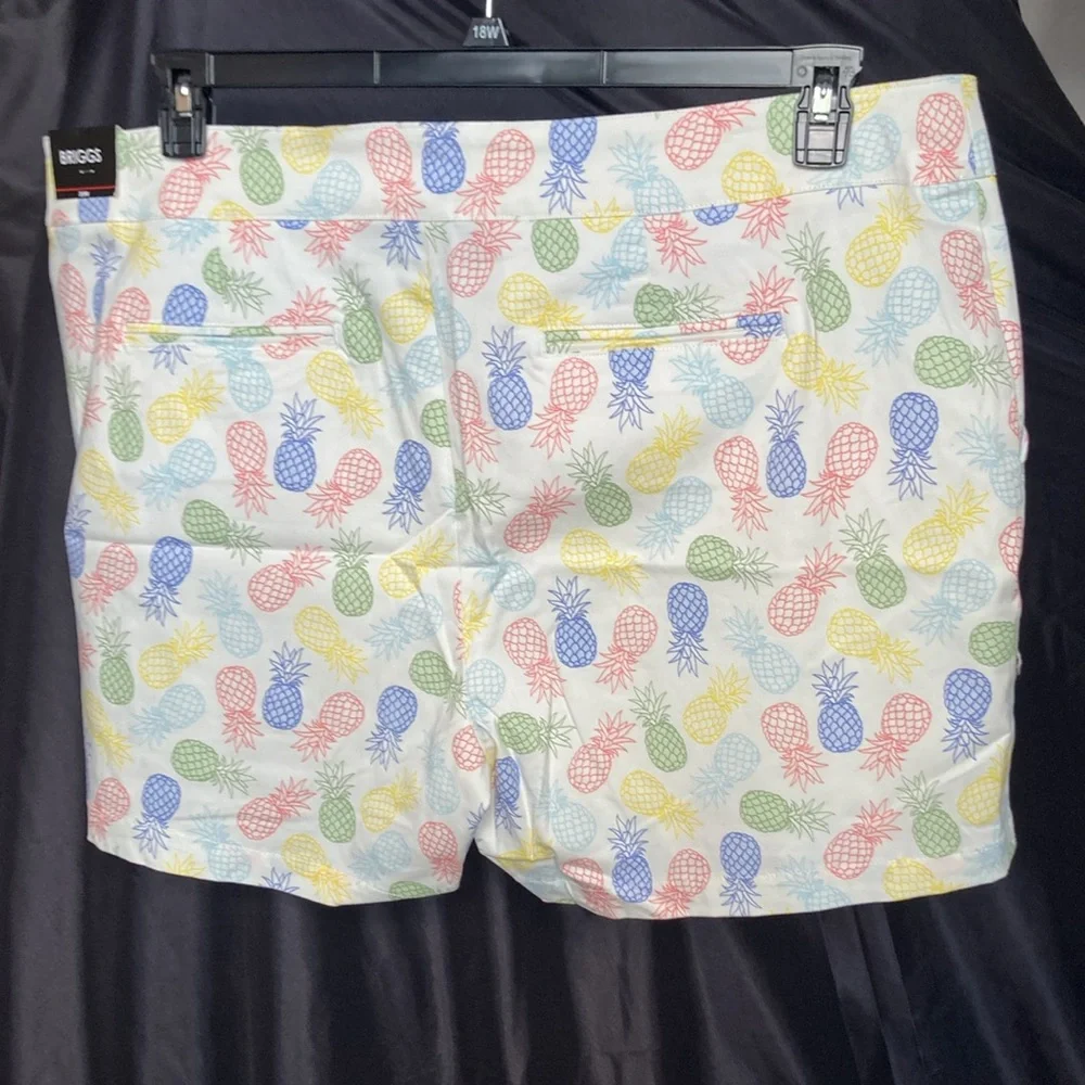 Briggs short multi colored pineapple print white short casual size 20W - Picture 10 of 17